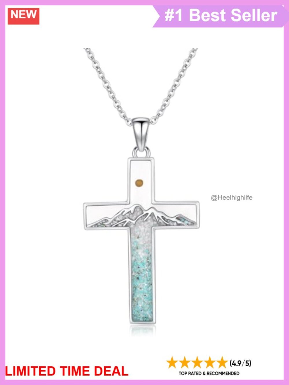 925 Sterling Silver Mustard Seed Cross Pendant Necklace 18" Faith Gift